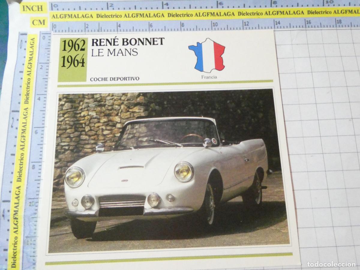 Coches y motocicletas: TARJETA FICHA T&Eacute;CNICA COCHES DE COLECCI&Oacute;N. FRANCIA 1962 REN&Eacute; BONNET LE MANS. 960