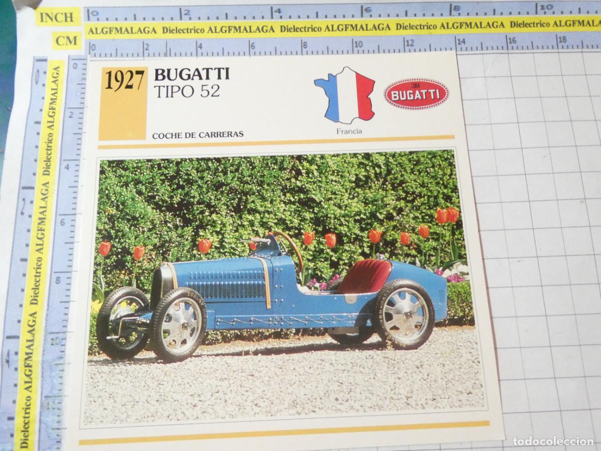 Coches y motocicletas: TARJETA FICHA T&Eacute;CNICA COCHES DE COLECCI&Oacute;N. FRANCIA 1927 BUGATTI TIPO 52. PLANETA AGOSTINI. 961