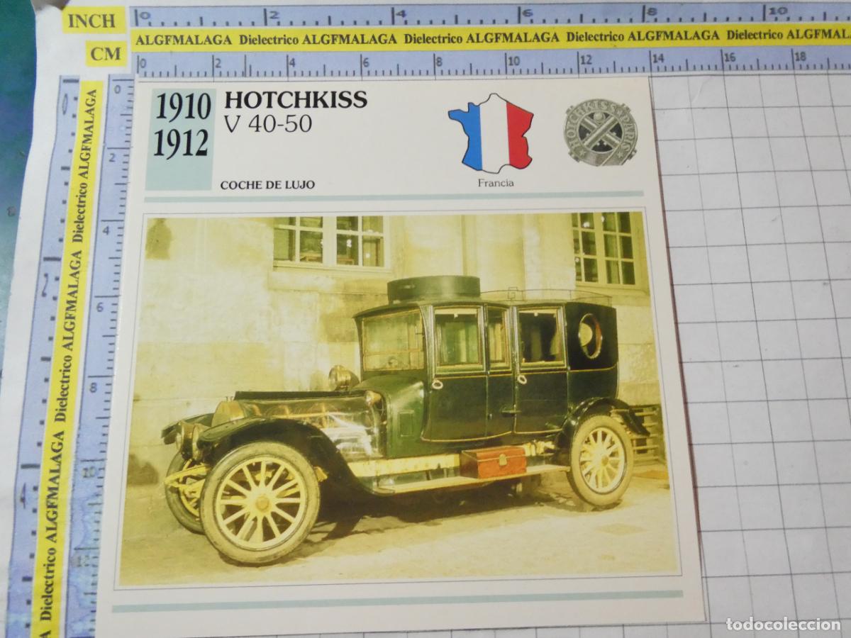 Coches y motocicletas: TARJETA FICHA T&Eacute;CNICA COCHES DE COLECCI&Oacute;N. FRANCIA 1910 HOTCHKISS V 40-50. PLANETA AGOSTINI. 964