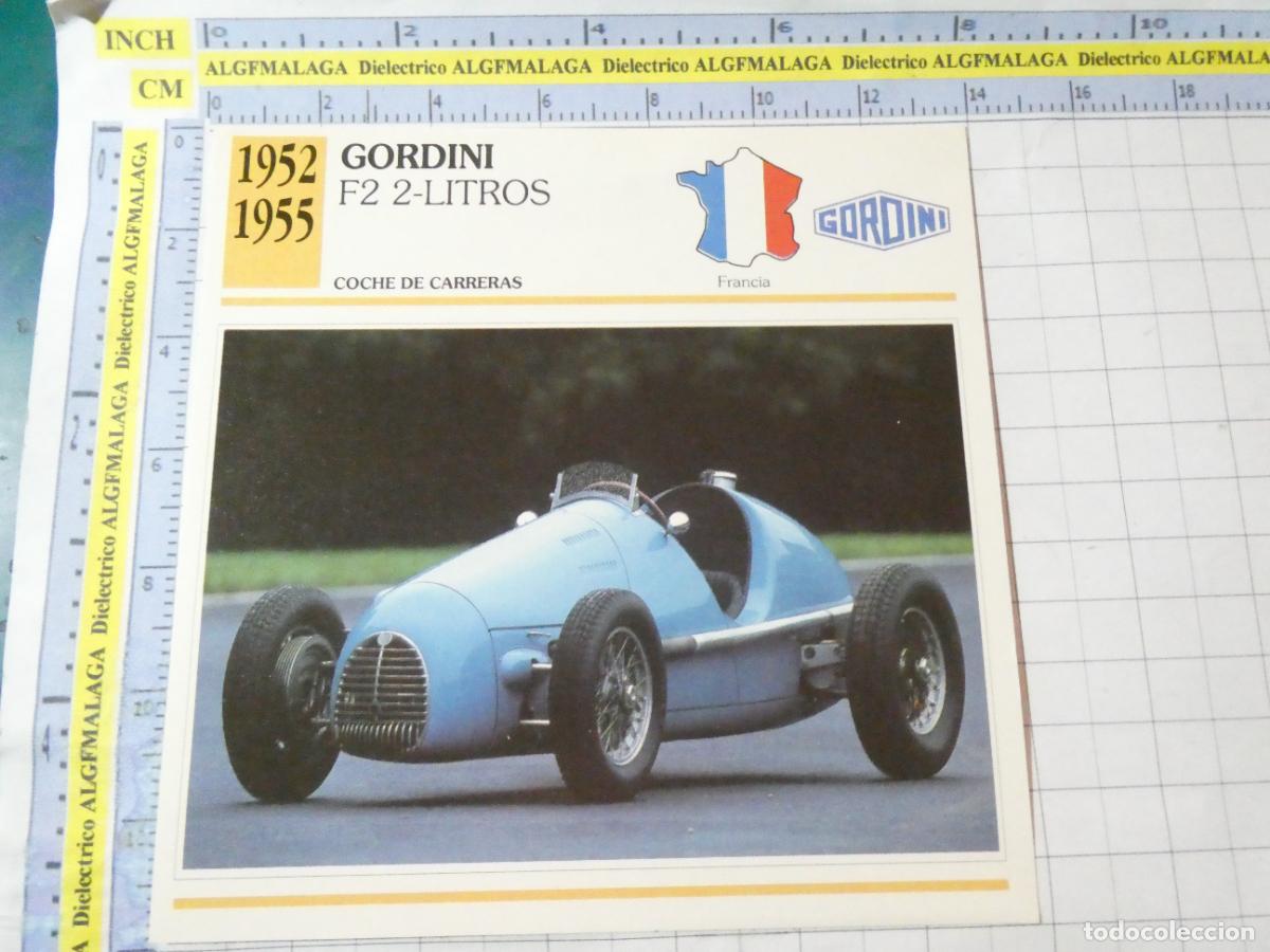 Coches y motocicletas: TARJETA FICHA T&Eacute;CNICA COCHES DE COLECCI&Oacute;N. FRANCIA 1952 GORDINI F2 2 LITROS. PLANETA AGOSTINI. 966