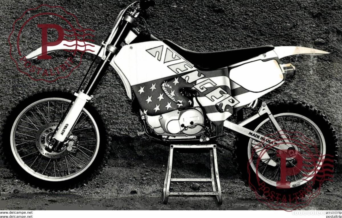 Cars and Motorcycles: AVENGER +-10cm x 15cm Moto MOTOCROSS MOTORCYCLE Douglas J Jackson archive of motorcycles