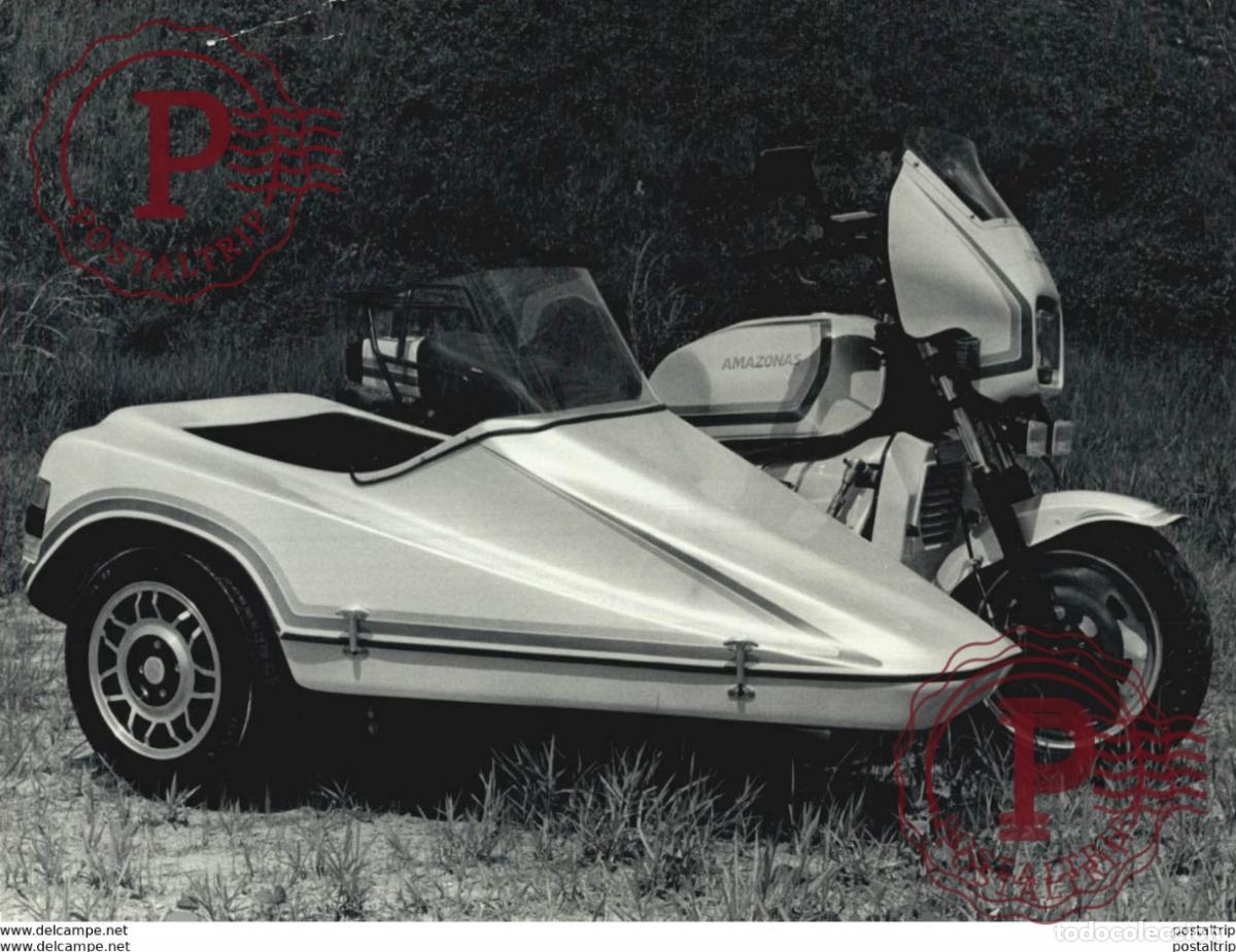Cars and Motorcycles: AMAZONAS WITH SIDECAR +-25x20cm Moto MOTOCROSS MOTORCYCLE Douglas J Jackson archive of motorcycles