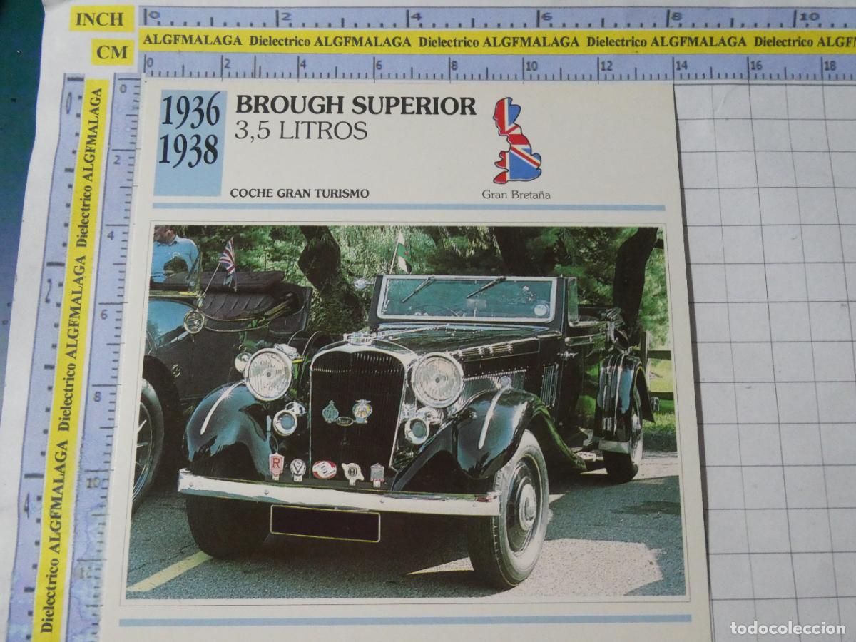 Coches y motocicletas: TARJETA FICHA T&Eacute;CNICA COCHES DE COLECCI&Oacute;N. REINO UNIDO 1936 BROUGH SUPERIOR 3,5 LITROS. 978