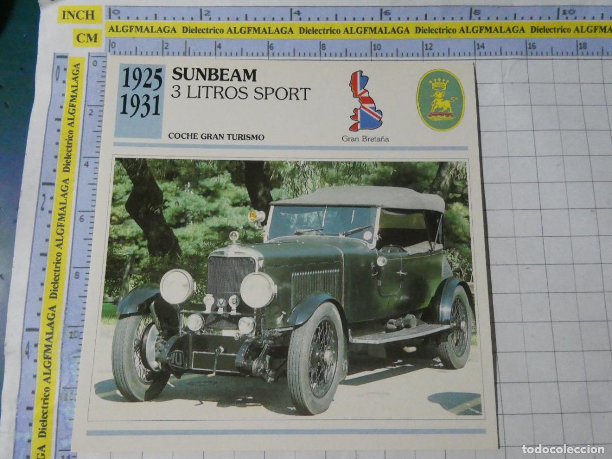 Coches y motocicletas: TARJETA FICHA T&Eacute;CNICA COCHES DE COLECCI&Oacute;N. REINO UNIDO 1925 SUNDEAM 3 LITROS SPORT. 979