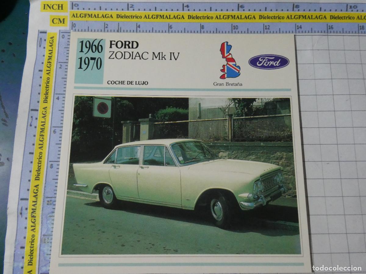 Coches y motocicletas: TARJETA FICHA T&Eacute;CNICA COCHES DE COLECCI&Oacute;N. REINO UNIDO 1966 FORD ZODIAC MK IV. PLANETA AGOSTINI. 982
