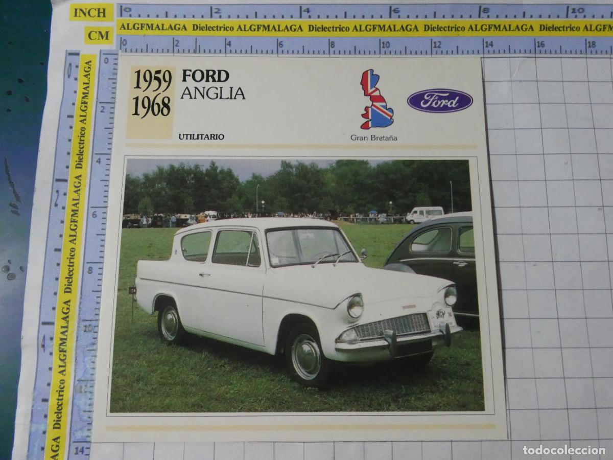 Coches y motocicletas: TARJETA FICHA T&Eacute;CNICA COCHES DE COLECCI&Oacute;N. REINO UNIDO 1959 FORD ANGLIA. PLANETA AGOSTINI. 984