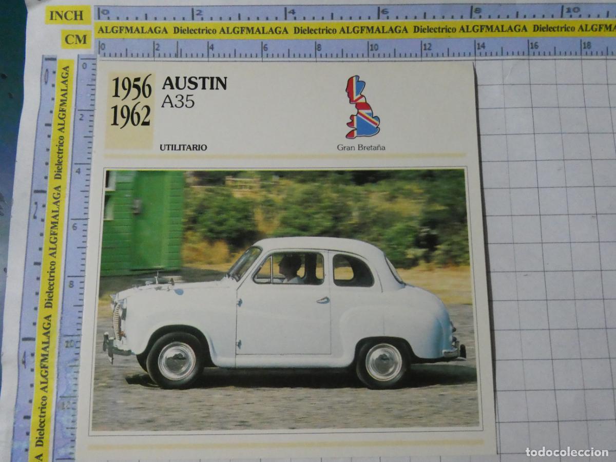 Coches y motocicletas: TARJETA FICHA T&Eacute;CNICA COCHES DE COLECCI&Oacute;N. REINO UNIDO 1956 AUSTIN A35. PLANETA AGOSTINI. 985