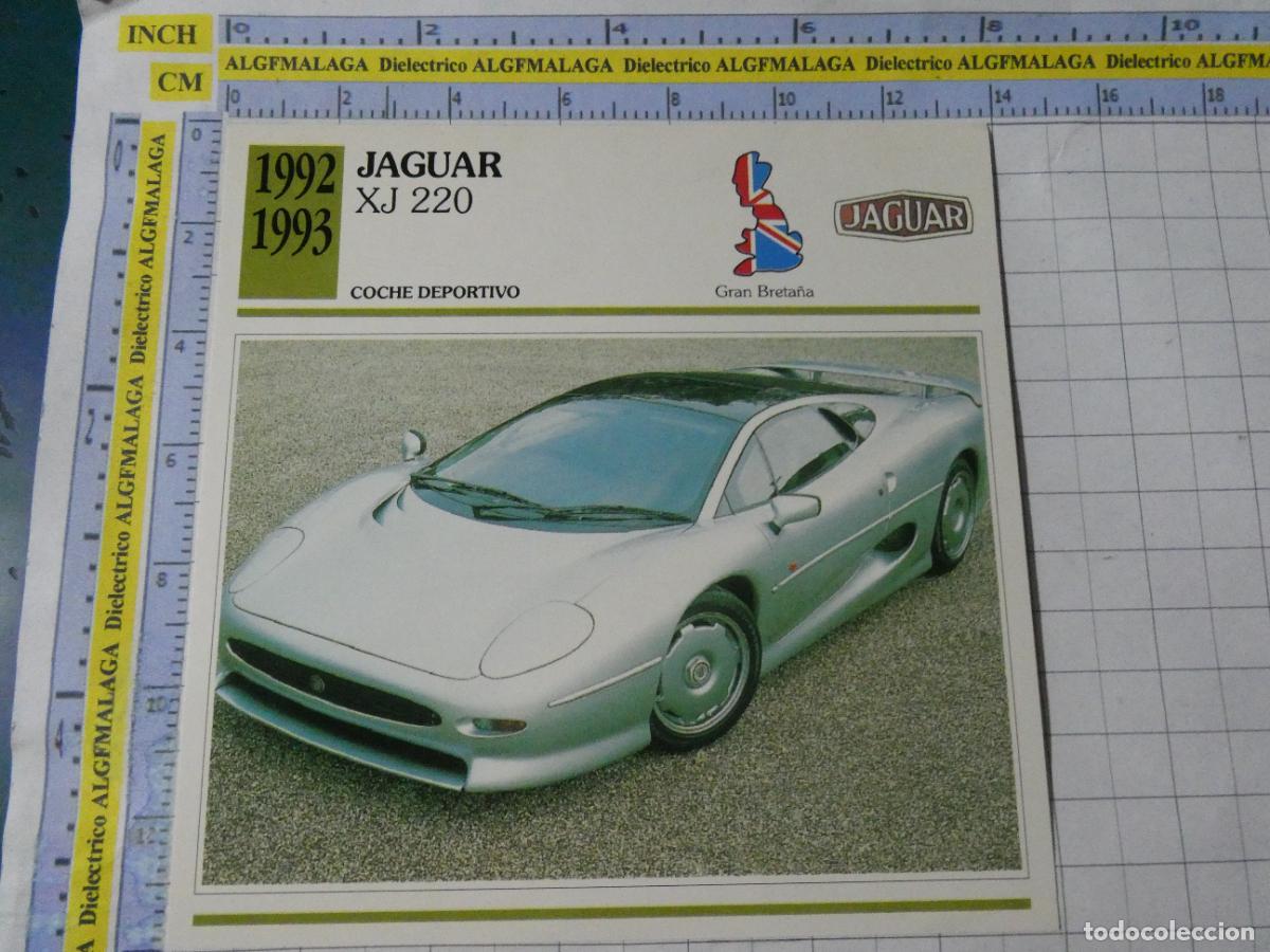 Coches y motocicletas: TARJETA FICHA T&Eacute;CNICA COCHES DE COLECCI&Oacute;N. REINO UNIDO 1992 JAGUAR XJ 220. PLANETA AGOSTINI. 988