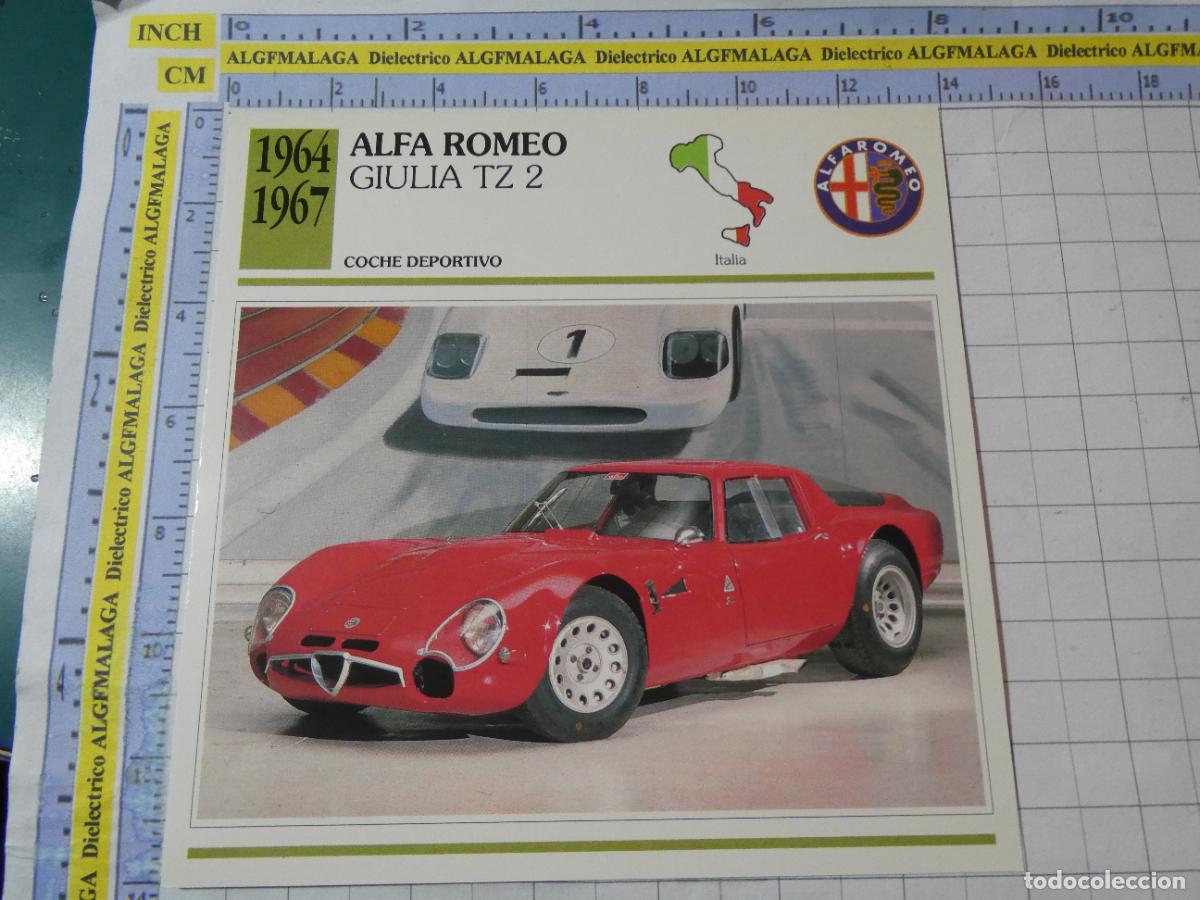 Coches y motocicletas: TARJETA FICHA T&Eacute;CNICA COCHES DE COLECCI&Oacute;N PLANETA AGOSTINI ITALIA 1964 ALFA ROMEO GIULIA TZ2. 993
