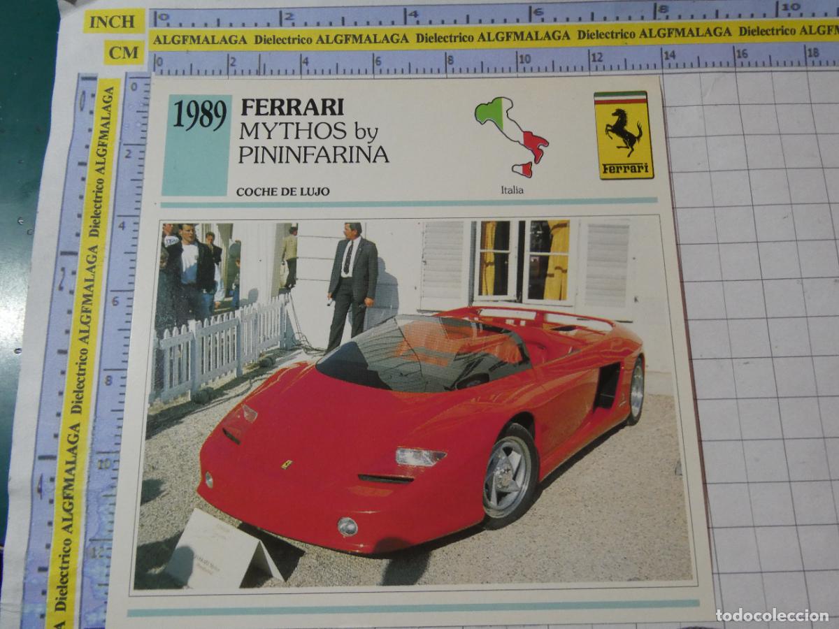 Coches y motocicletas: TARJETA FICHA T&Eacute;CNICA COCHES DE COLECCI&Oacute;N PLANETA AGOSTINI ITALIA 1989 FERRARI MYTHOS PININFARIN 998