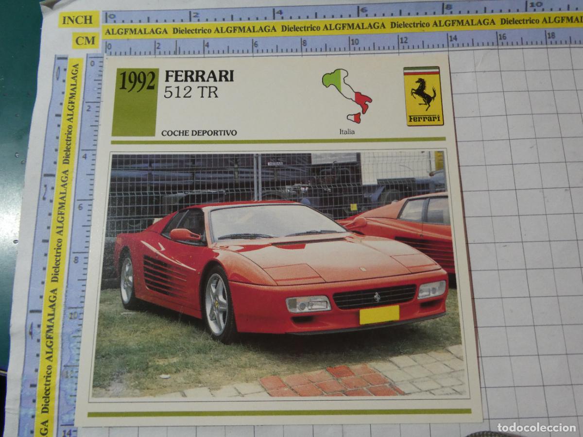 Coches y motocicletas: TARJETA FICHA T&Eacute;CNICA COCHES DE COLECCI&Oacute;N PLANETA AGOSTINI ITALIA 1992. FERRARI 512 TR 999