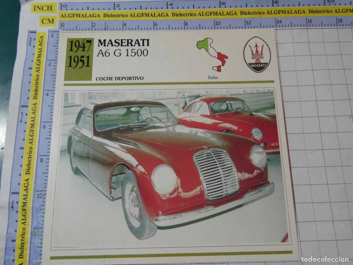 Coches y motocicletas: TARJETA FICHA T&Eacute;CNICA COCHES DE COLECCI&Oacute;N PLANETA AGOSTINI ITALIA 1947 MASERATI A6 G 1500. 1000