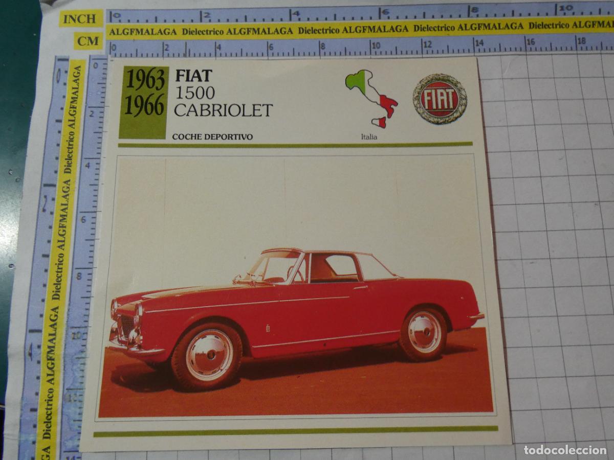 Coches y motocicletas: TARJETA FICHA T&Eacute;CNICA COCHES DE COLECCI&Oacute;N PLANETA AGOSTINI ITALIA 1963 FIAT 1500 CABRIOLET. 1011