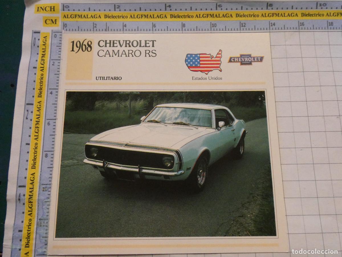 Coches y motocicletas: TARJETA FICHA T&Eacute;CNICA COCHES DE COLECCI&Oacute;N PLANETA AGOSTINI EEUU 1968 CHEVROLET CAMARO RS. 1016