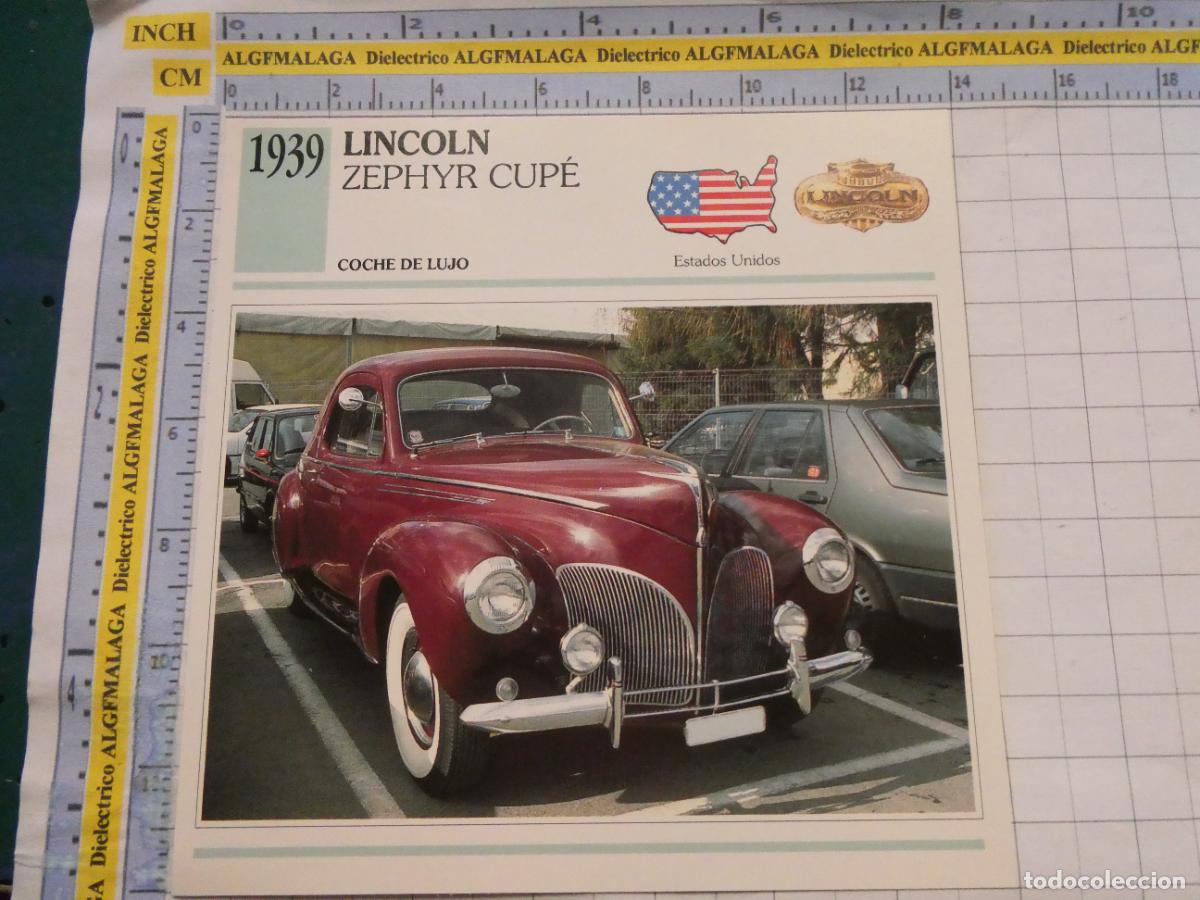 Coches y motocicletas: TARJETA FICHA T&Eacute;CNICA COCHES DE COLECCI&Oacute;N PLANETA AGOSTINI EEUU 1939 LINCOLN ZEPHYR CUP&Eacute;. 1019