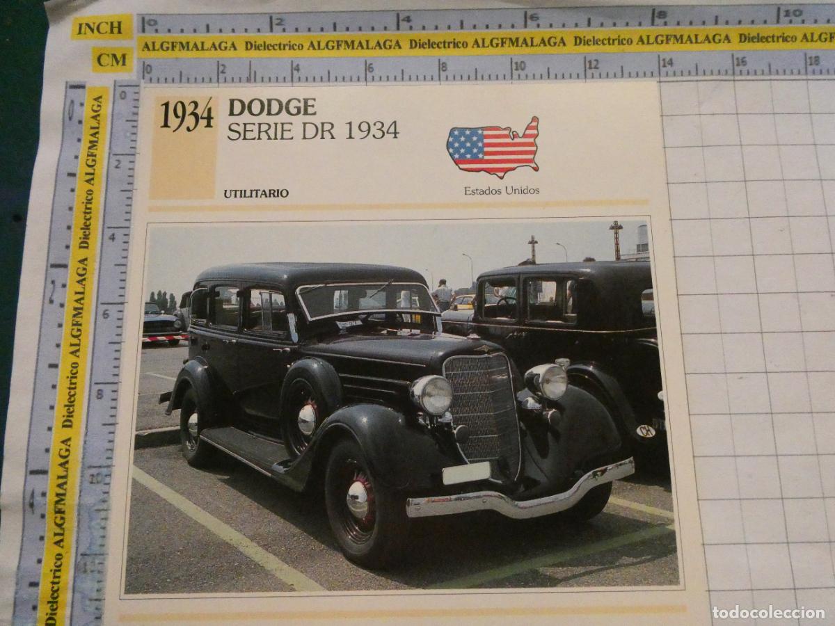 Coches y motocicletas: TARJETA FICHA T&Eacute;CNICA COCHES DE COLECCI&Oacute;N PLANETA AGOSTINI EEUU 1934 DODGE SERIE DR. 1021