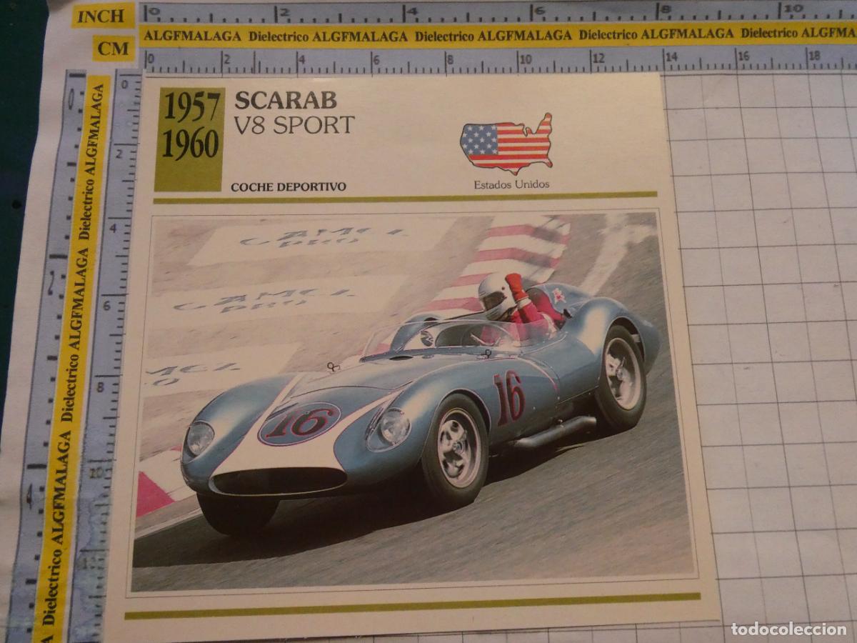 Coches y motocicletas: TARJETA FICHA T&Eacute;CNICA COCHES DE COLECCI&Oacute;N PLANETA AGOSTINI EEUU 1957 SCARAB V8 SPORT. 1027