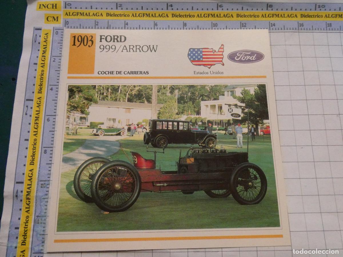 Coches y motocicletas: TARJETA FICHA T&Eacute;CNICA COCHES DE COLECCI&Oacute;N PLANETA AGOSTINI EEUU 1903 FORD 999 ARROW. 1029