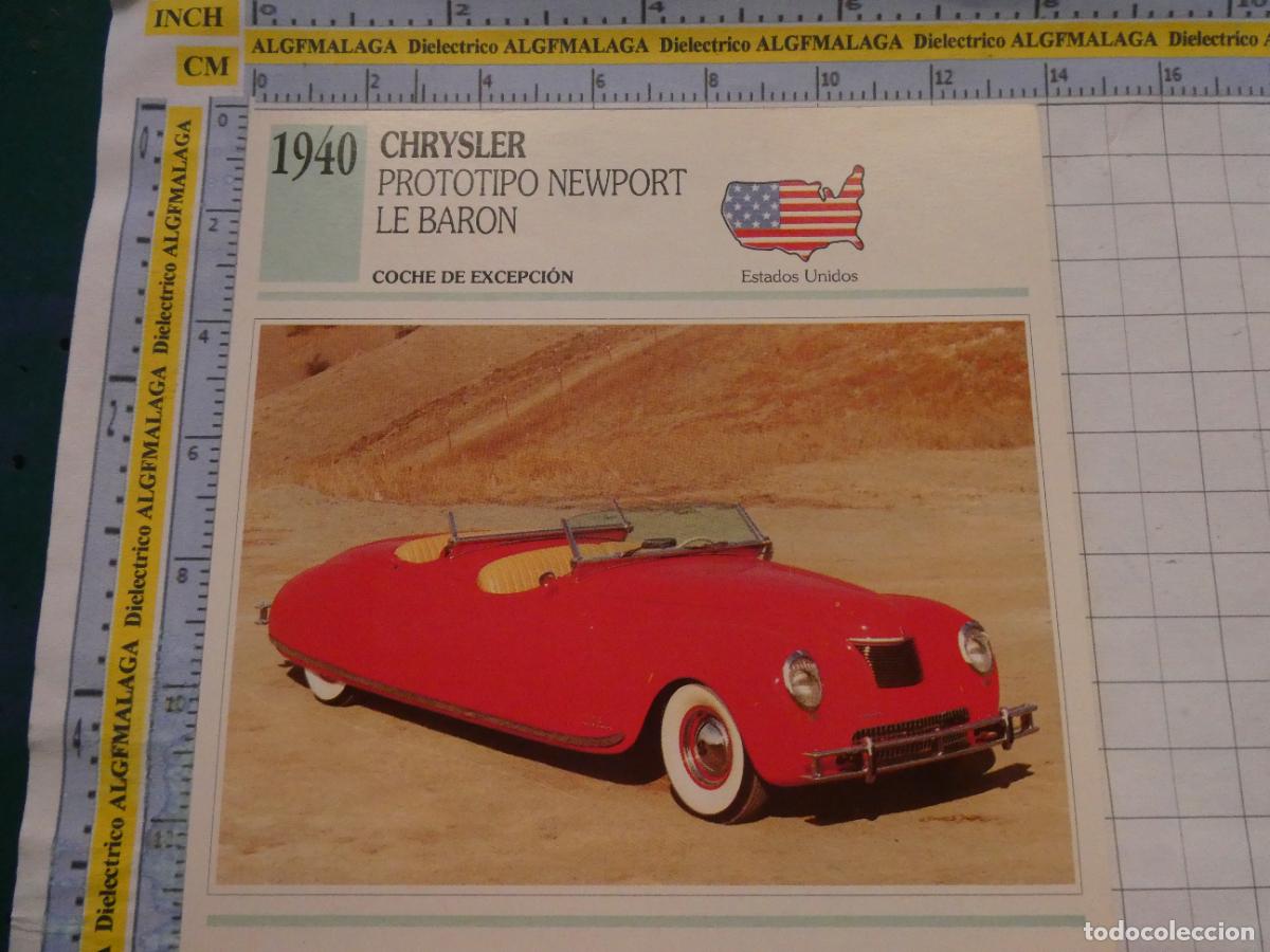 Coches y motocicletas: TARJETA FICHA T&Eacute;CNICA COCHES DE COLECCI&Oacute;N PLANETA AGOSTINI EEUU 1940 CHRYSLER NEWPORT LE BARON. 1033