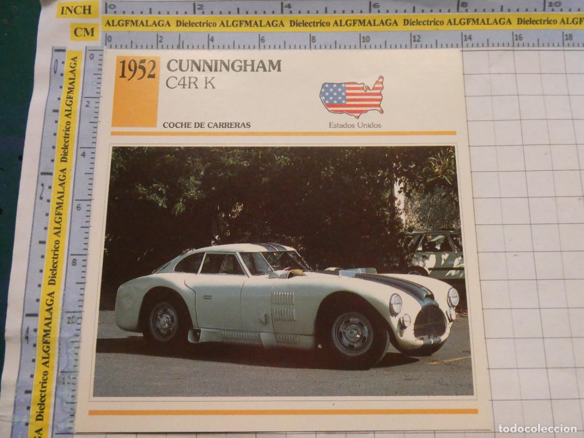 Coches y motocicletas: TARJETA FICHA T&Eacute;CNICA COCHES DE COLECCI&Oacute;N PLANETA AGOSTINI EEUU 1952 CUNNINGHAM C4R K. 1034