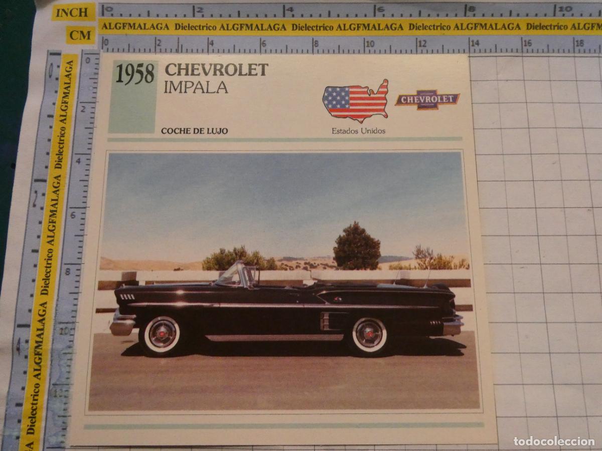 Coches y motocicletas: TARJETA FICHA T&Eacute;CNICA COCHES DE COLECCI&Oacute;N PLANETA AGOSTINI EEUU 1958 CHEVROLET IMPALA. 1035