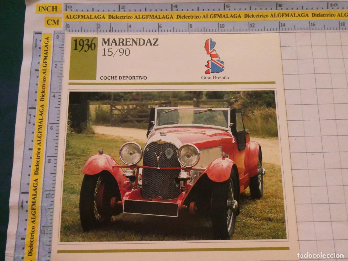 Coches y motocicletas: TARJETA FICHA T&Eacute;CNICA COCHES DE COLECCI&Oacute;N PLANETA AGOSTINI GRAN BRETA&Ntilde;A 1936 MARENDAZ 15/90. 1037