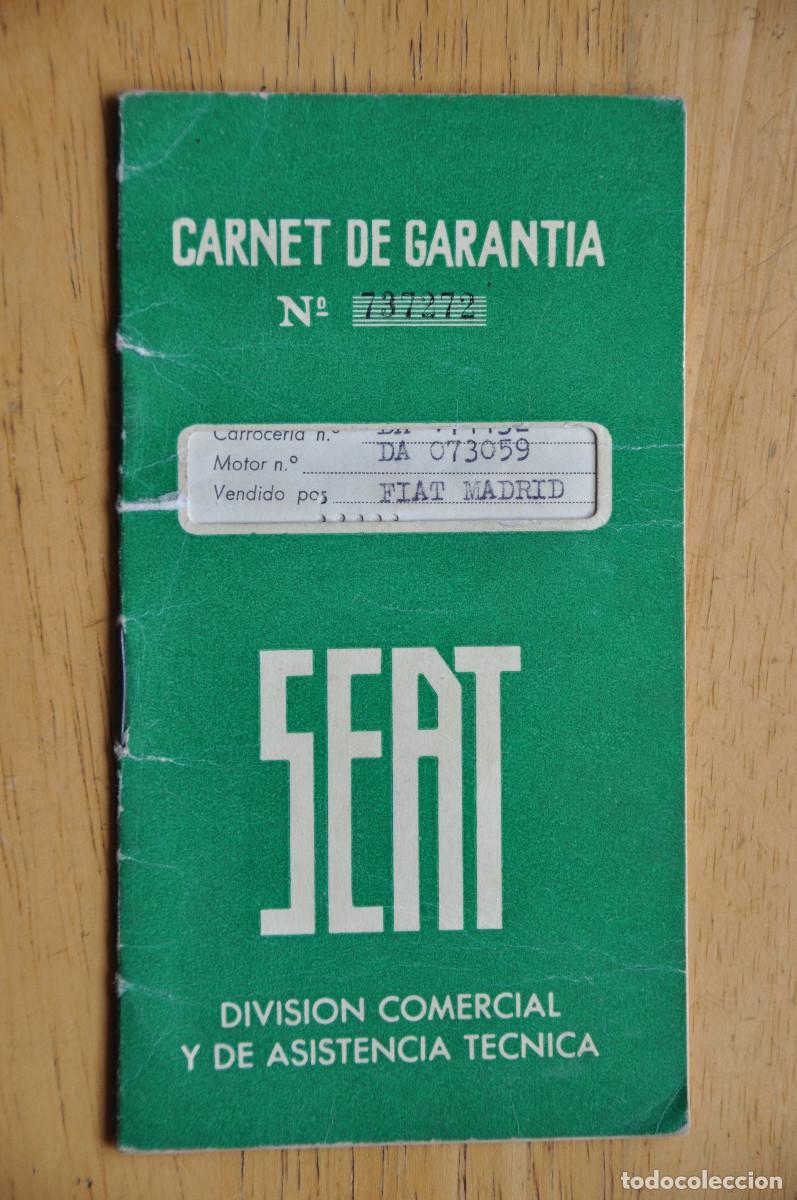 Coches y motocicletas: CARNET DE GARANTIA SEAT 600