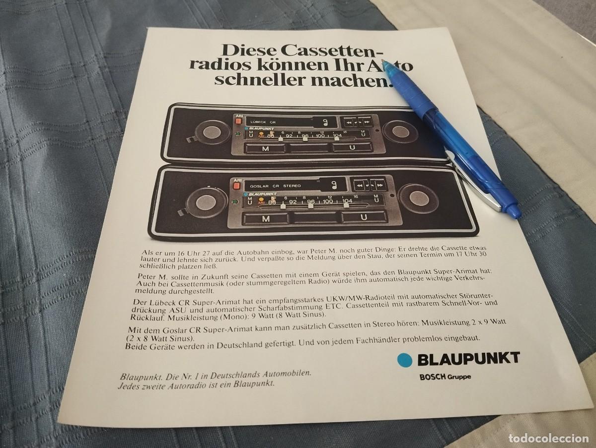 Automobili e Motociclette: BLAUPUNKT RADIO CASSETTE COCHE CLIPPING HOJA ANUNCIO PUBLICIDAD REVISTA ALEMANA 1979