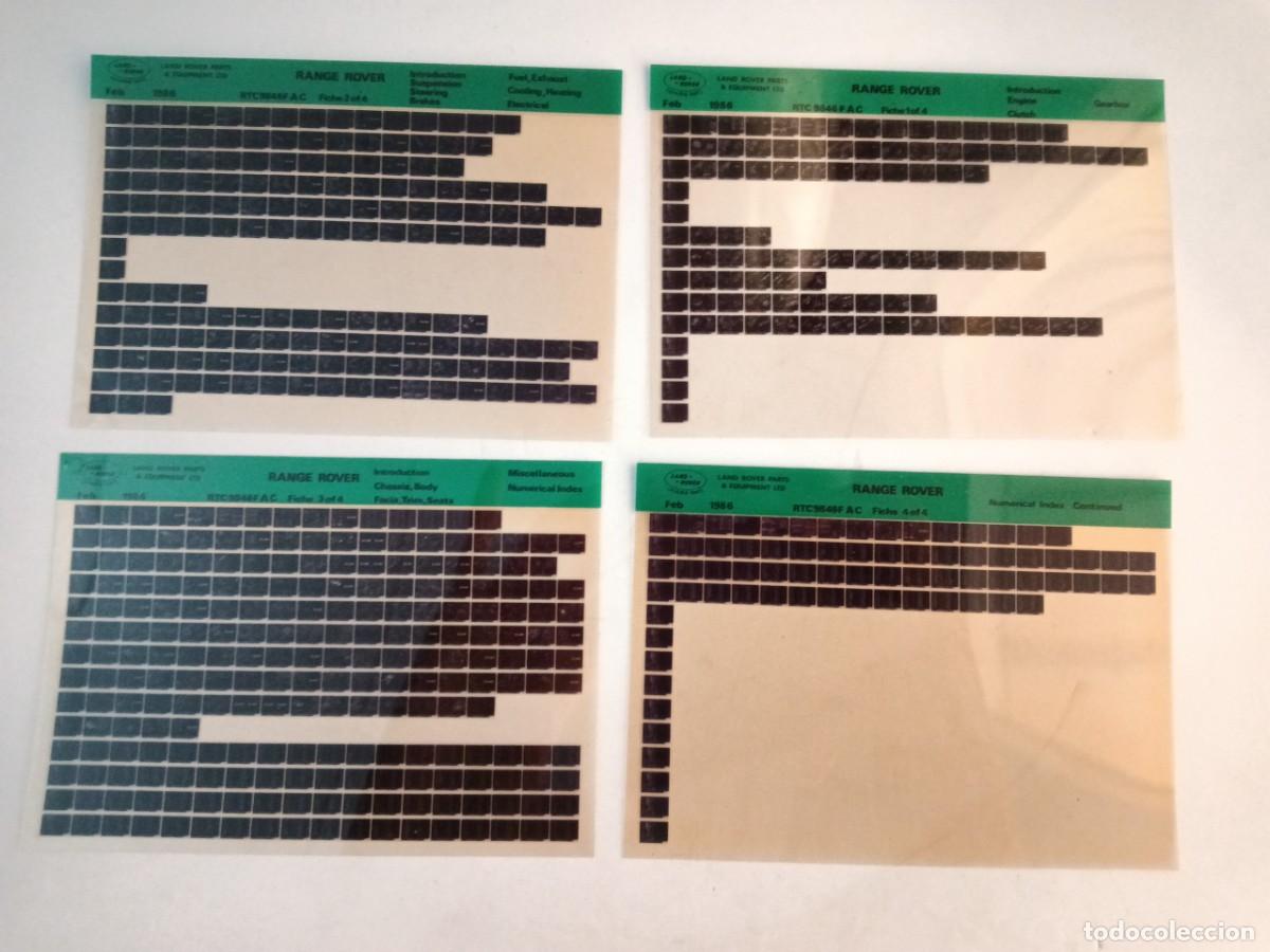 Coches y motocicletas: Lote 4 Microfichas Originales Cat&aacute;logo Piezas Land Rover Range Rover 1986 (RTC 9846 FAC)