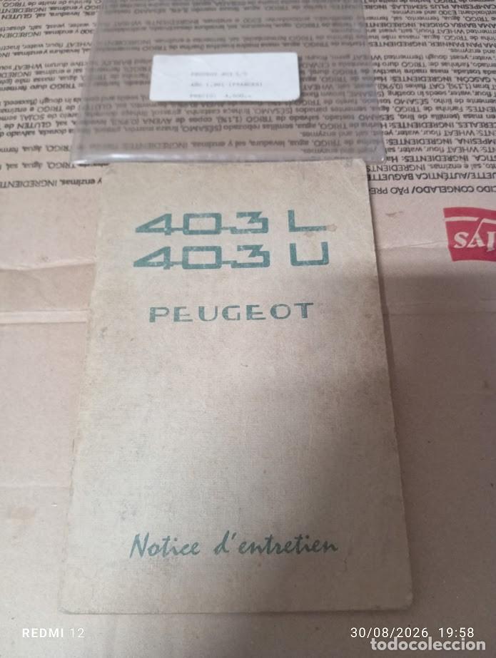 Voitures et Motocyclettes: PEUGEOT 403 / 1960 NOTICE D'ENTRETIEN 64 PAGINAS