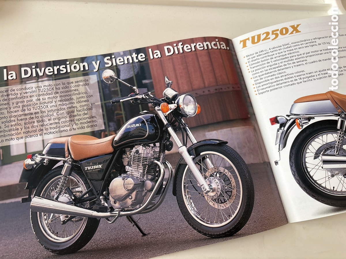 Coches y motocicletas: FOLLETO CAT&Aacute;LOGO MOTO SUZUKI TU 250 X ( edici&oacute;n abril 2000)