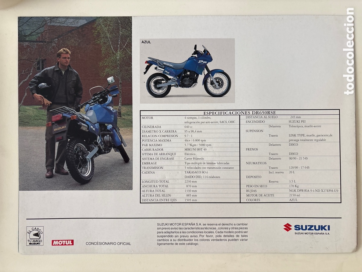 Coches y motocicletas: FOLLETO CAT&Aacute;LOGO MOTO SUZUKI DR 650 RSE