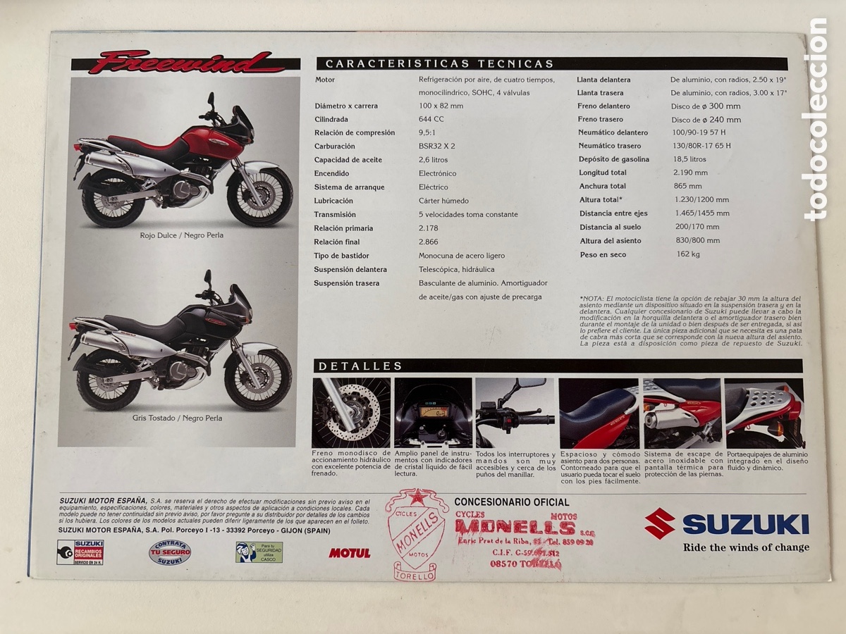 Coches y motocicletas: FOLLETO CAT&Aacute;LOGO MOTO SUZUKI FREEWIND