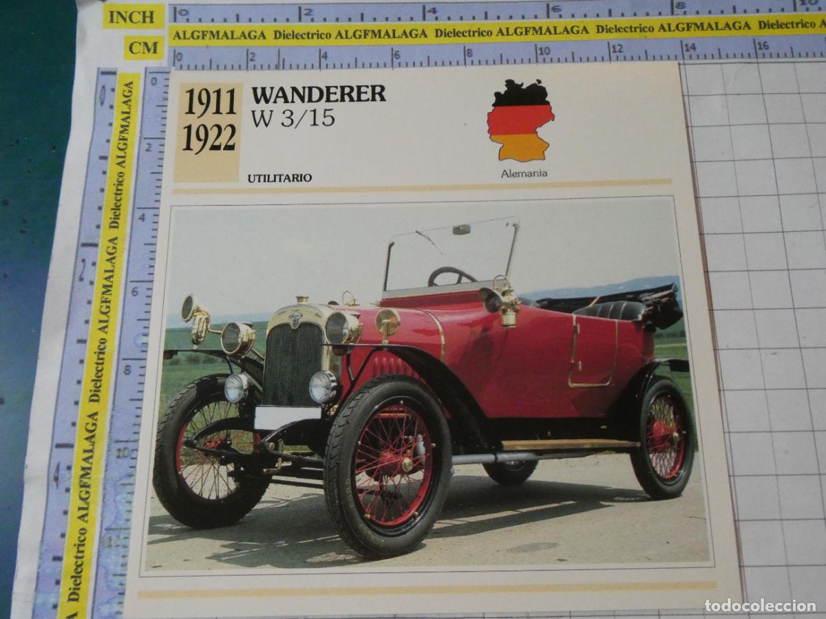 Coches y motocicletas: TARJETA FICHA T&Eacute;CNICA COCHES DE COLECCI&Oacute;N PLANETA AGOSTINI ALEMANIA 1911 WANDERER W3/15 1061