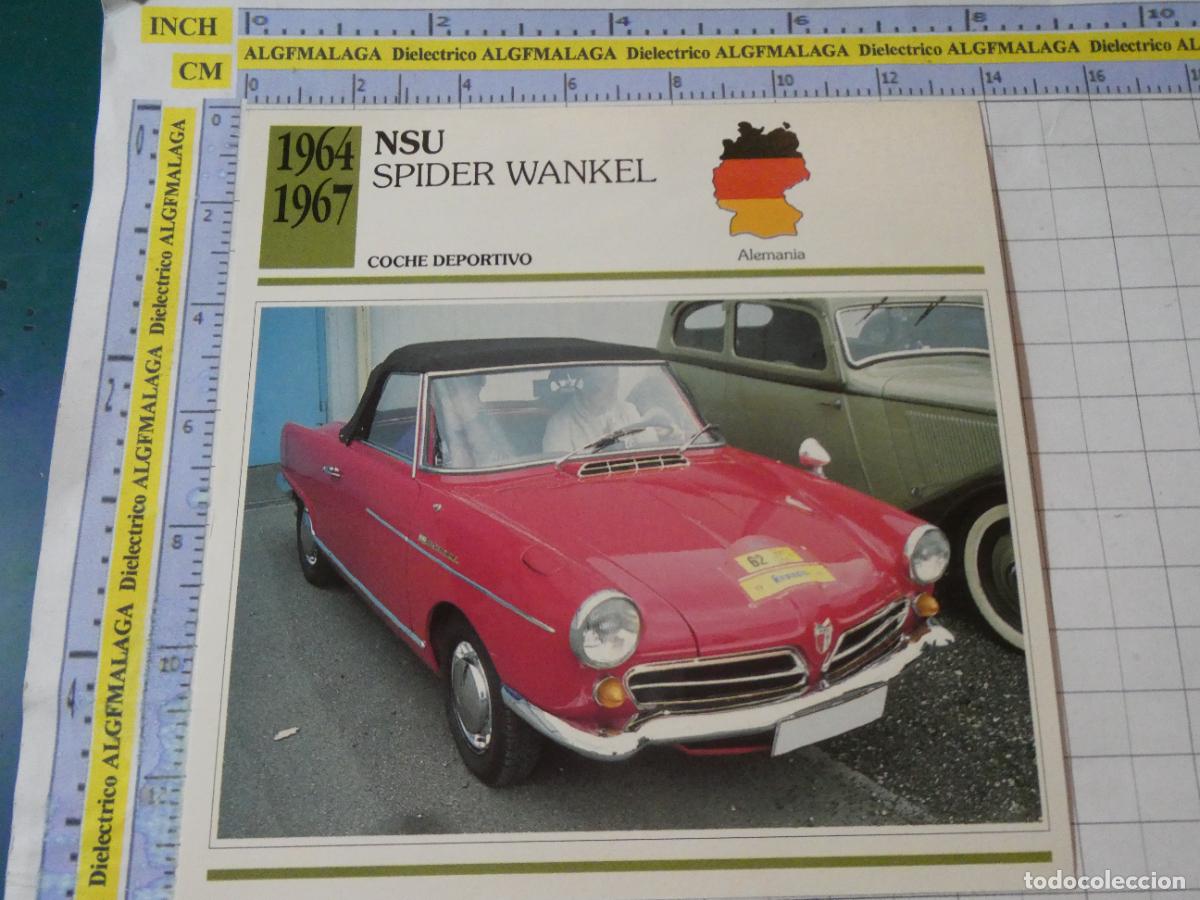 Coches y motocicletas: TARJETA FICHA T&Eacute;CNICA COCHES DE COLECCI&Oacute;N PLANETA AGOSTINI ALEMANIA 1964 NSU SPIDER WANKEL 1063