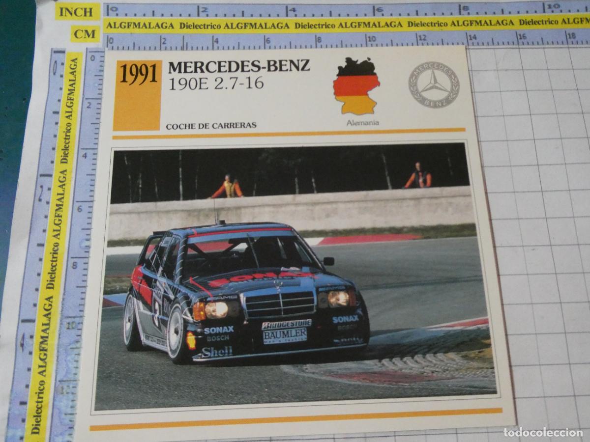 Coches y motocicletas: TARJETA FICHA T&Eacute;CNICA COCHES DE COLECCI&Oacute;N PLANETA AGOSTINI ALEMANIA 1991 MERCEDES BENZ 190 E 1065