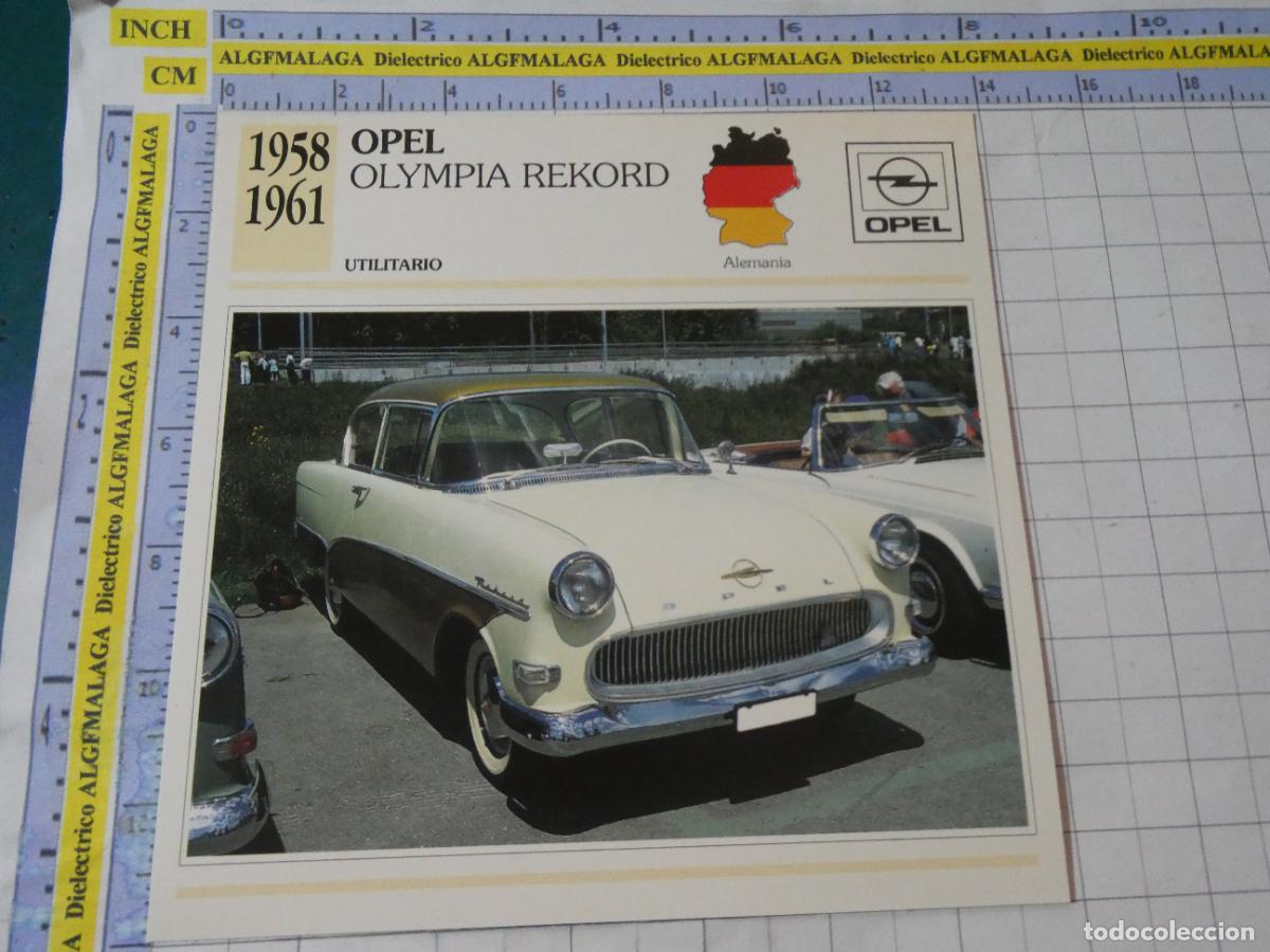 Coches y motocicletas: TARJETA FICHA T&Eacute;CNICA COCHES DE COLECCI&Oacute;N PLANETA AGOSTINI ALEMANIA 1958 OPEL OLYMPIA REKORD 1066