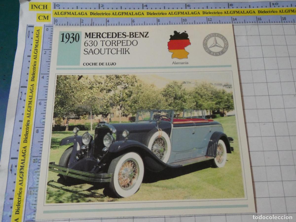 Coches y motocicletas: TARJETA FICHA T&Eacute;CNICA COCHES DE COLECCI&Oacute;N PLANETA AGOSTINI ALEMANIA 1930 MERCEDES BENZ 630 TORP 1071