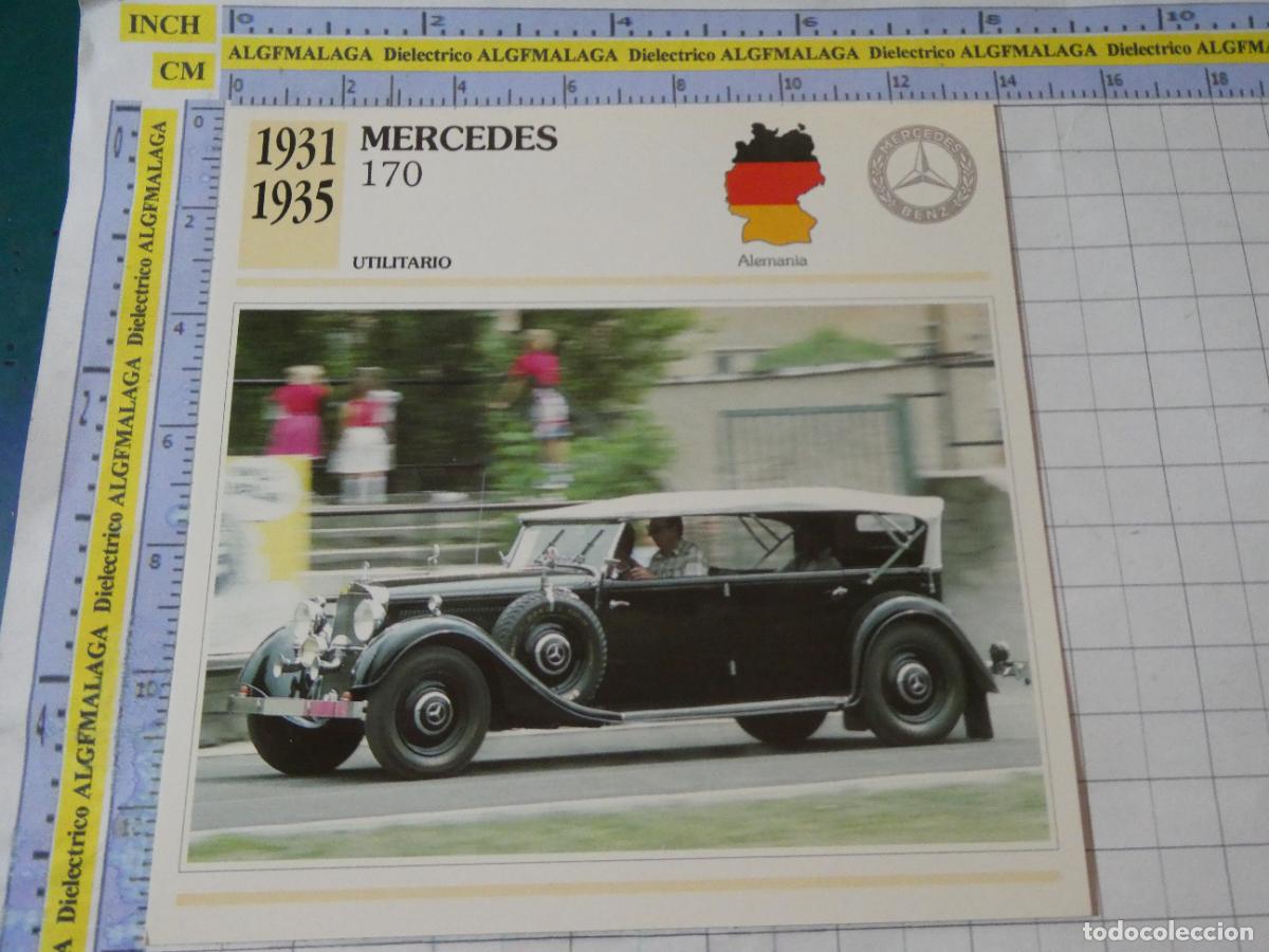 Coches y motocicletas: TARJETA FICHA T&Eacute;CNICA COCHES DE COLECCI&Oacute;N PLANETA AGOSTINI ALEMANIA 1931 MERCEDES BENZ 170 1073