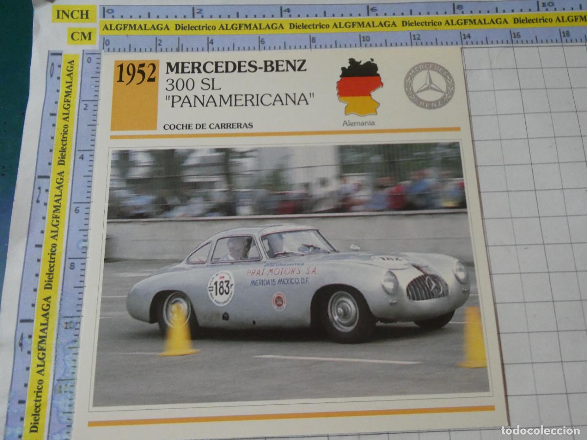 Coches y motocicletas: TARJETA FICHA T&Eacute;CNICA COCHES DE COLECCI&Oacute;N PLANETA AGOSTINI ALEMANIA 1952 MERCEDES BENZ 300 SL 1075