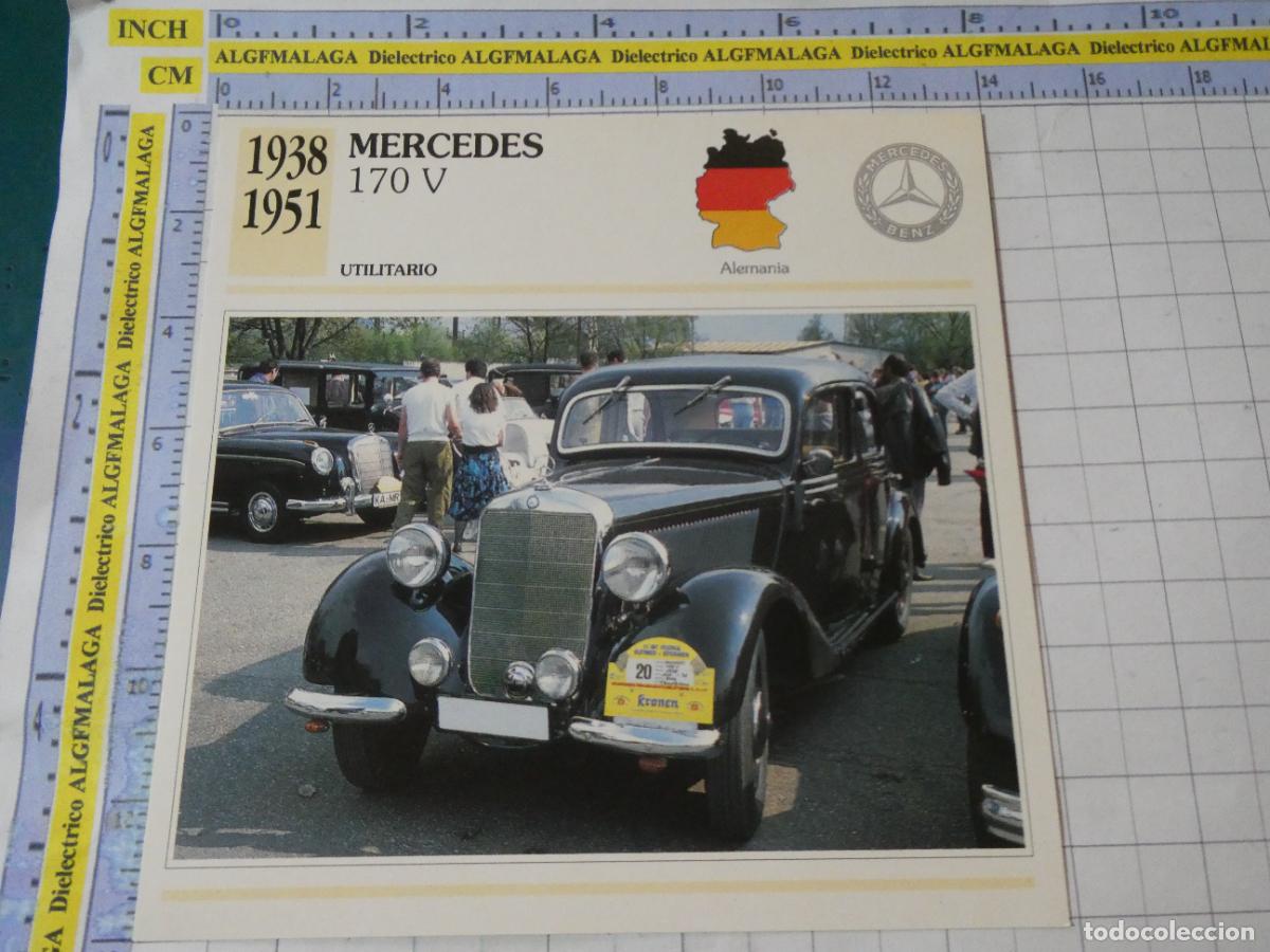 Coches y motocicletas: TARJETA FICHA T&Eacute;CNICA COCHES DE COLECCI&Oacute;N PLANETA AGOSTINI ALEMANIA 1938 MERCEDES BENZ 170V. 1080