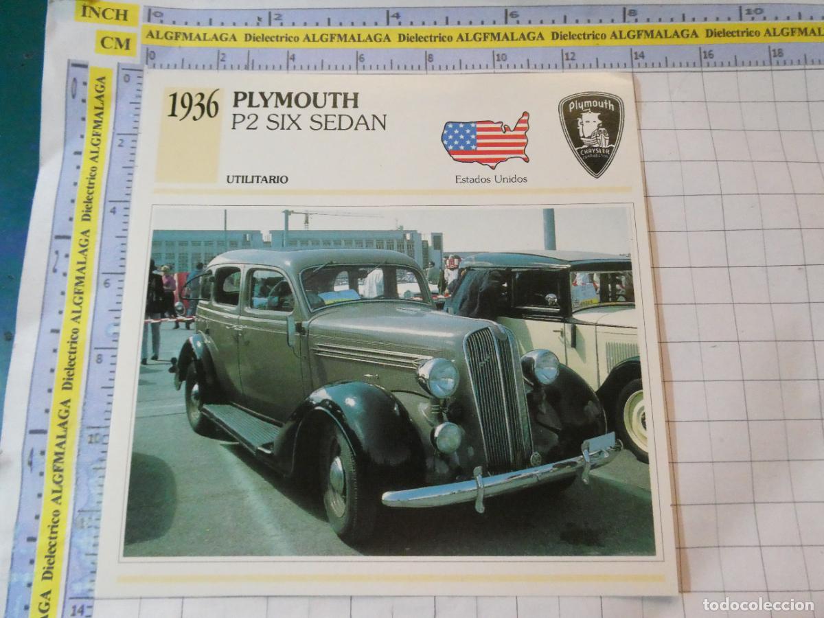 Coches y motocicletas: TARJETA FICHA T&Eacute;CNICA COCHES DE COLECCI&Oacute;N PLANETA AGOSTINI ESTADOS UNIDOS 1936 PLYMOUTH P2 SIX 1088