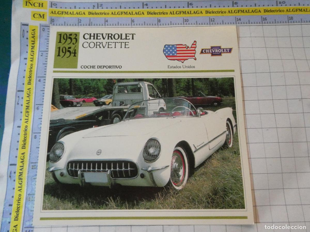 Coches y motocicletas: TARJETA FICHA T&Eacute;CNICA COCHES COLECCI&Oacute;N PLANETA AGOSTINI ESTADOS UNIDOS 1953 CHEVROLET CORVETTE 1098