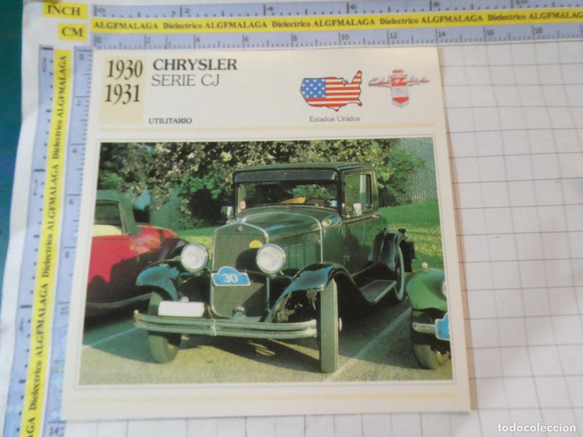 Coches y motocicletas: TARJETA FICHA T&Eacute;CNICA COCHES COLECCI&Oacute;N PLANETA AGOSTINI ESTADOS UNIDOS 1930 CHRYSLER CJ 1101
