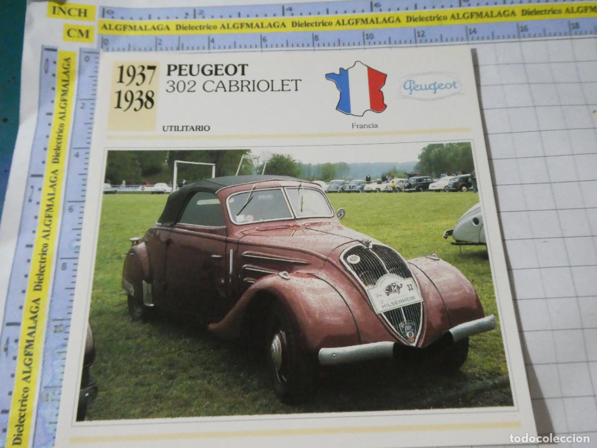 Coches y motocicletas: TARJETA FICHA T&Eacute;CNICA COCHES COLECCI&Oacute;N PLANETA AGOSTINI FRANCIA 1937 PEUGEOT 302 CABRIOLET 1104
