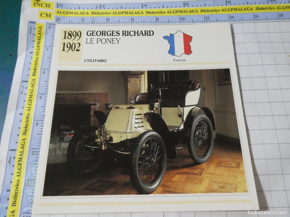 Coches y motocicletas: TARJETA FICHA T&Eacute;CNICA COCHES COLECCI&Oacute;N PLANETA AGOSTINI FRANCIA 1899 GEORGES RICHARD 1105