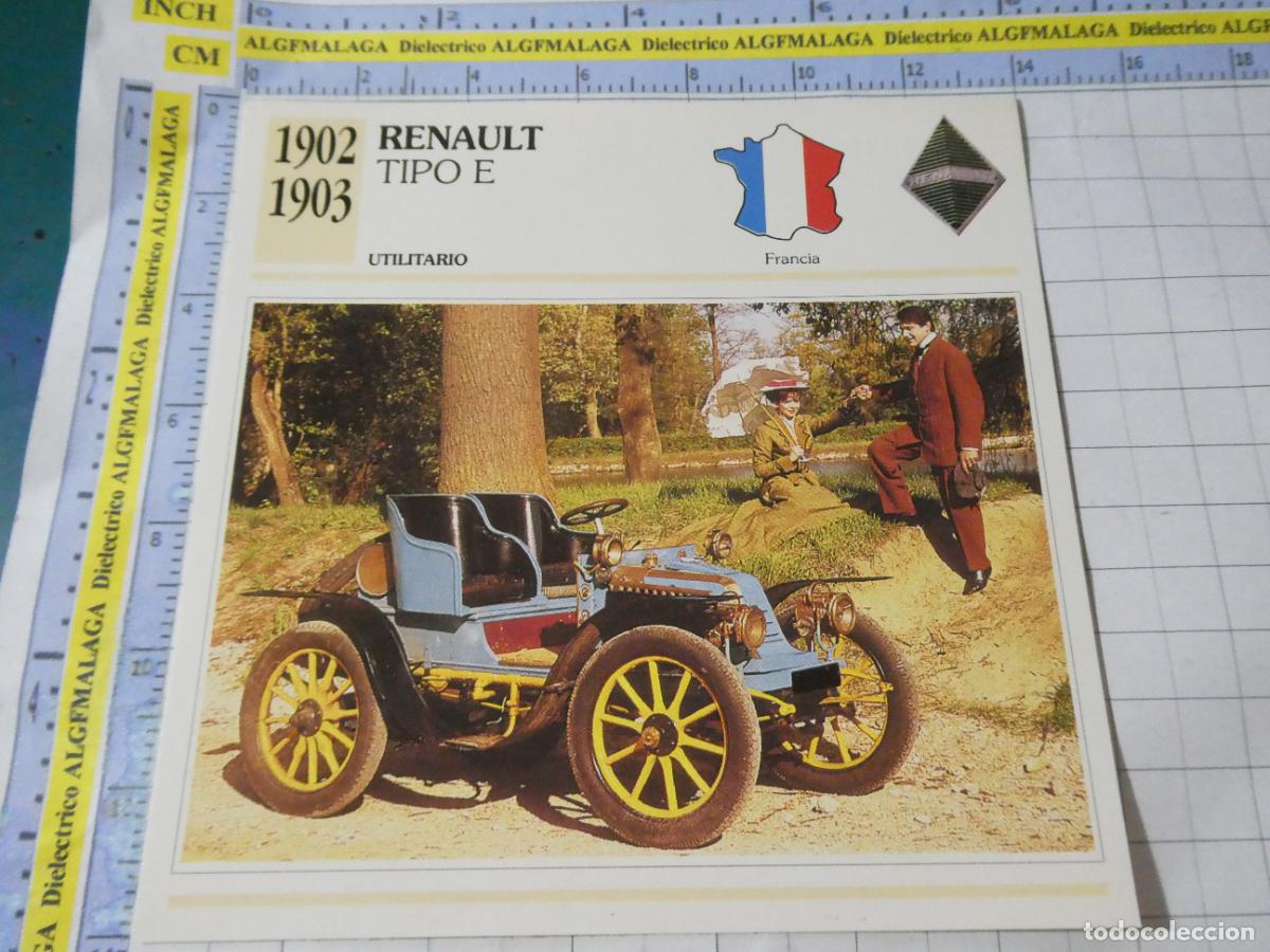 Automobili e Motociclette: TARJETA FICHA T&Eacute;CNICA COCHES COLECCI&Oacute;N PLANETA AGOSTINI FRANCIA 1902 RENAULT TIPO E 1107