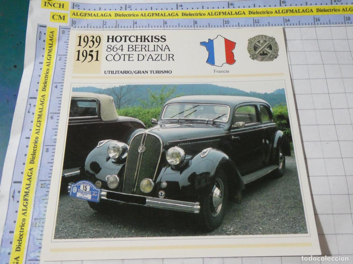 Automobili e Motociclette: TARJETA FICHA T&Eacute;CNICA COCHES COLECCI&Oacute;N PLANETA AGOSTINI FRANCIA 1939 HOTCHKISS 864 BERLINA 1108