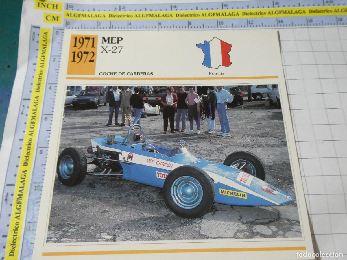 Coches y motocicletas: TARJETA FICHA T&Eacute;CNICA COCHES COLECCI&Oacute;N PLANETA AGOSTINI FRANCIA 1971 MEP X-27. 1110