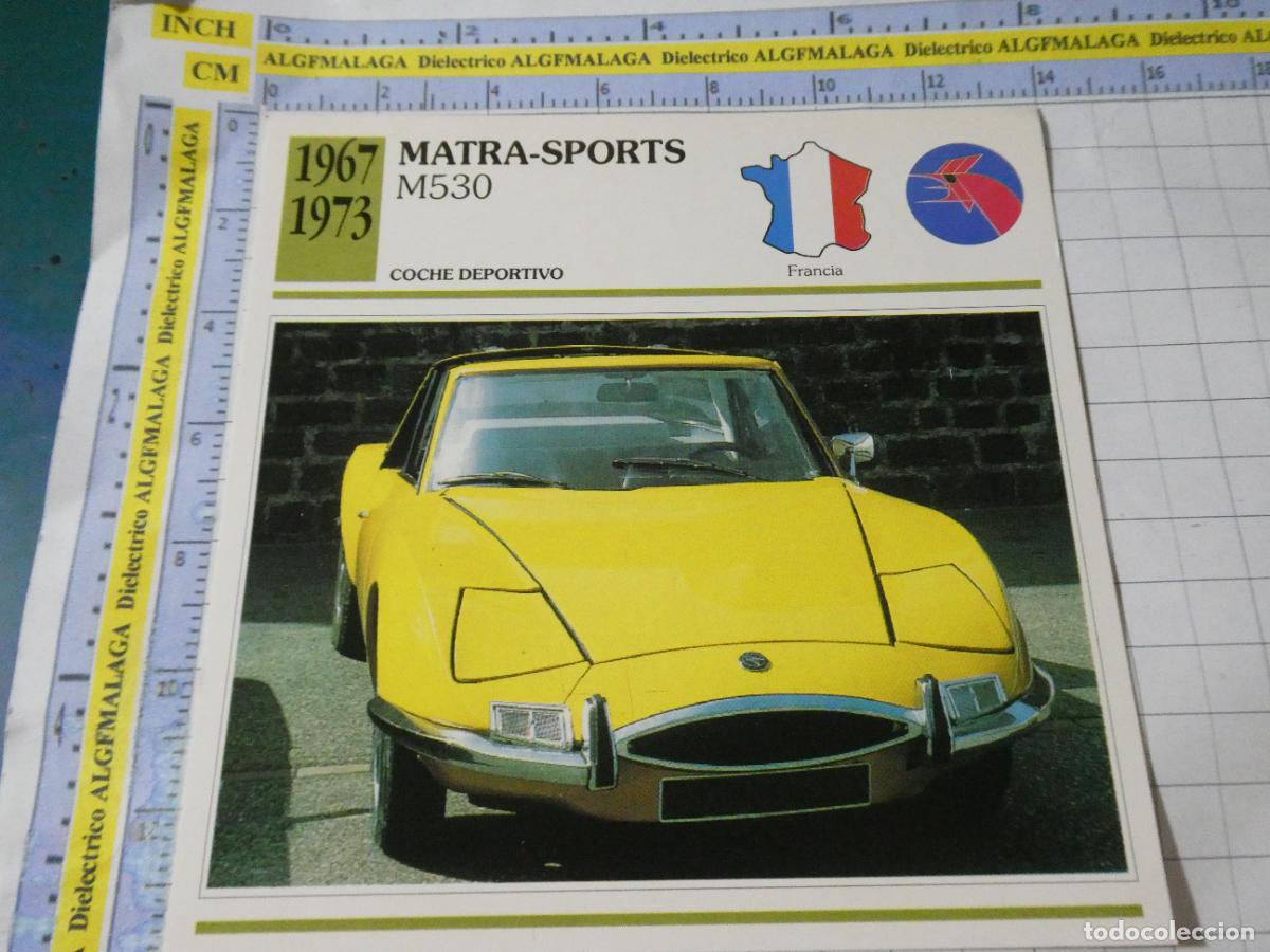 Coches y motocicletas: TARJETA FICHA T&Eacute;CNICA COCHES COLECCI&Oacute;N PLANETA AGOSTINI FRANCIA 1967 MATRA SPORTS M530. 1117